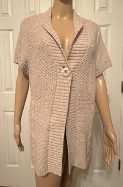 Vintage Christopher & Banks Button Front Capped Sleeve Cardigan, Size L